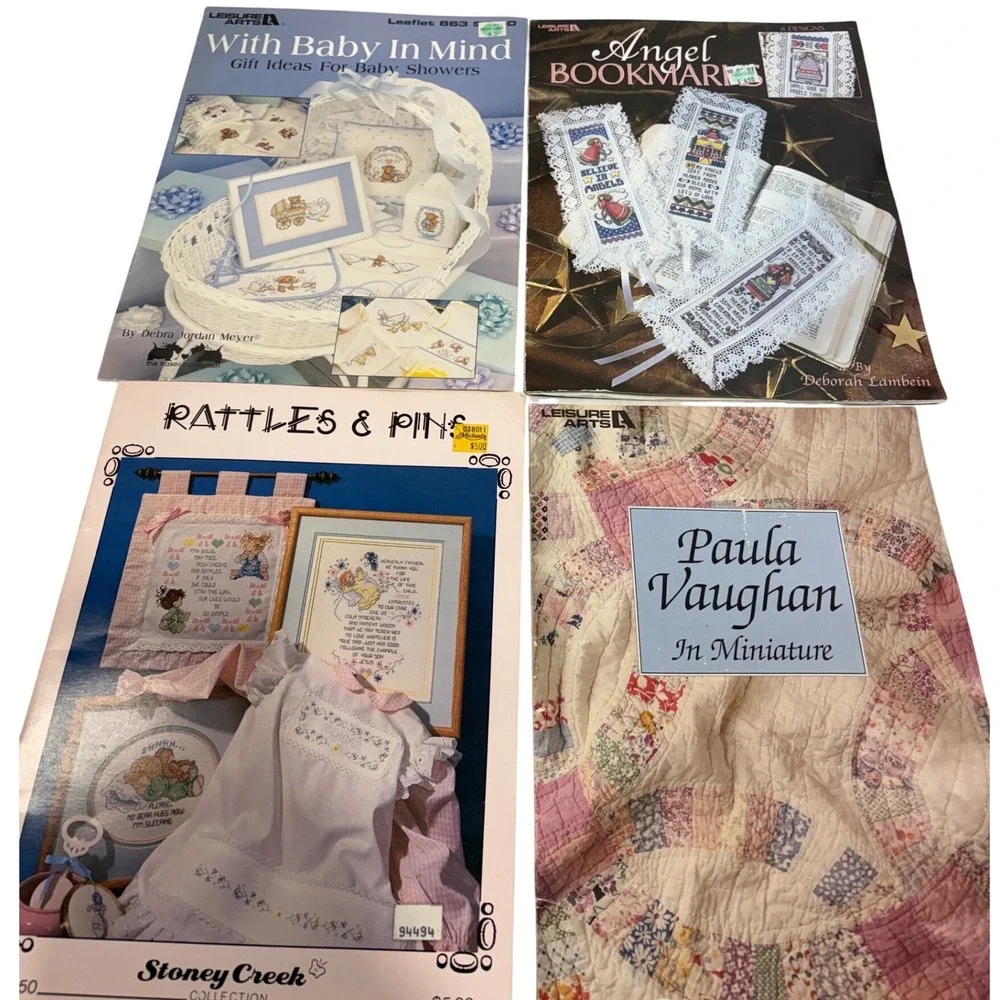 Vintage‎ Cross Stitch Pattern Booklets Lot Baby Angel Paula Vaughan Stoney Creek